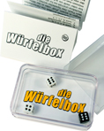< die Würfelbox > mit Spielplan und Case